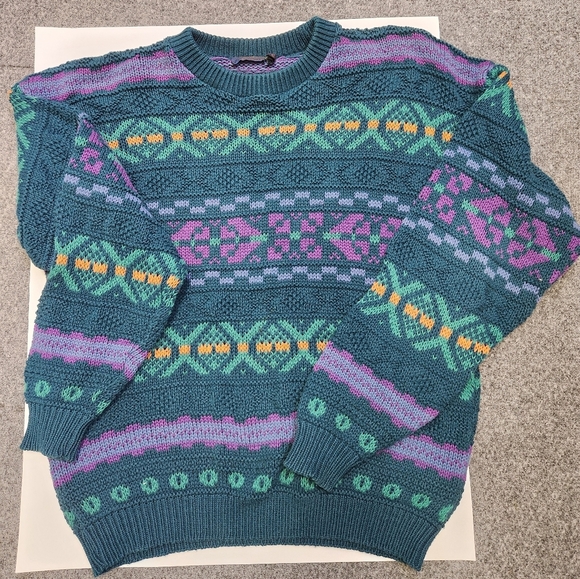 Vintage grandpa Lake Harmony Rowing Club sweater 100% cotton made in U.S.A. - Picture 1 of 4